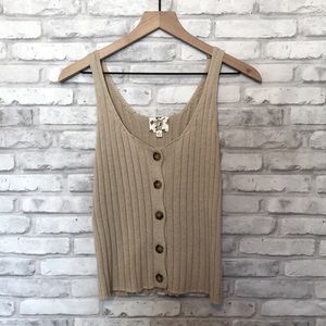 Hippie Rose Tan Button Up Knit Tank Top